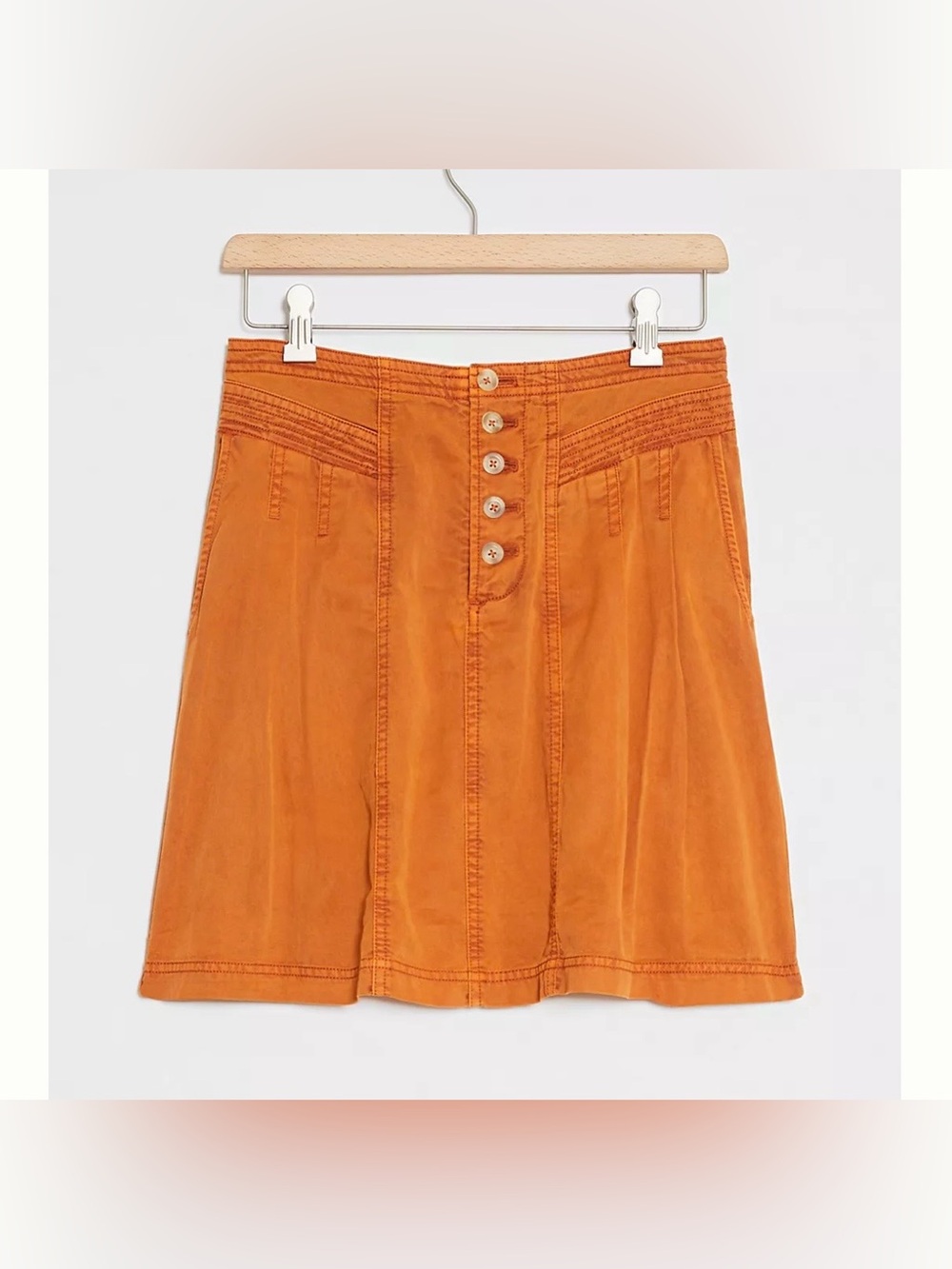 Anthropologie Briony Mini Skirt dark orange rust fall boho peasant indie size 0 - Picture 1 of 8